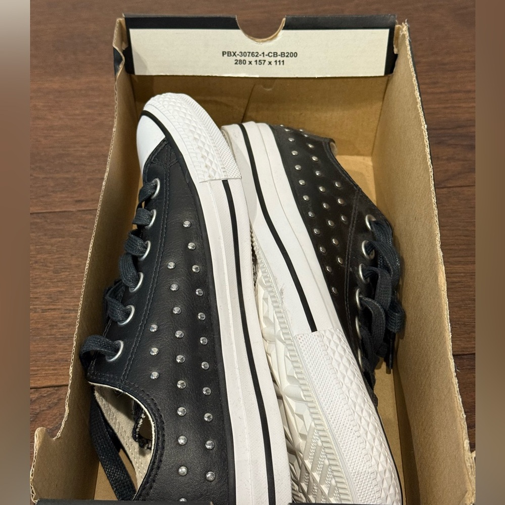 Converse Black Low Top Studded Sneakers - Picture 8 of 10